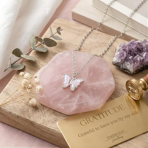 Buy EMEROSA Butterfly Pendant Necklace for Women | Silver Toned Alloy Chain | Purple Crystal Butterfly Locket | Dainty Aesthetic Jewelry | Birthday Valentine Gift for Girlfriend Wife Girls at Amazon.in