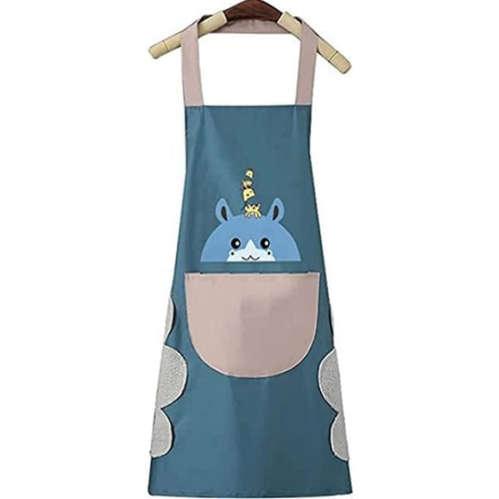 Cute Cartoon Print Kitchen Apron with Front Pocket – Waterproof Cooking Apron (Pack of 1)