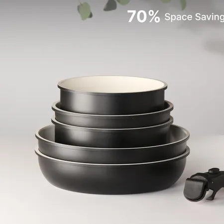 9-Piece Nonstick Cookware Set Ceramic Induction Pots and Pans with Detachable Silicone Handles Oven can be Customize | Kitchenware | Homeware & Lifestyle Essentials