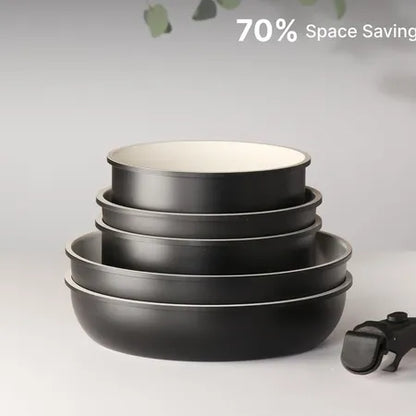 9-Piece Nonstick Cookware Set Ceramic Induction Pots and Pans with Detachable Silicone Handles Oven can be Customize | Kitchenware | Homeware & Lifestyle Essentials
