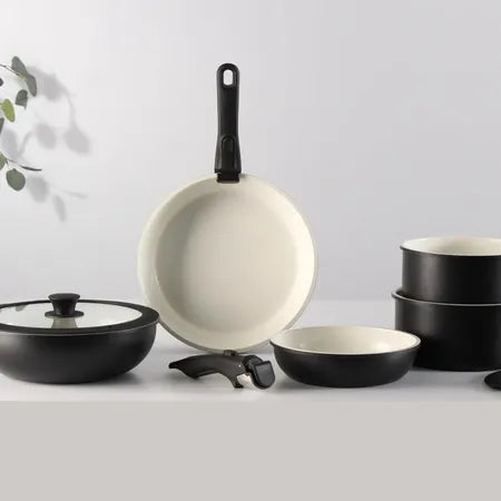 9-Piece Nonstick Cookware Set Ceramic Induction Pots and Pans with Detachable Silicone Handles Oven can be Customize | Kitchenware | Homeware & Lifestyle Essentials
