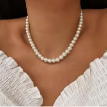 Buy Tirthi Classic White Pearl Necklace Set with Matching Stud Earrings for Women & Girls | Elegant Beaded Pearl Jewelry Set | Wedding, Party, Festive & Religious Functions Daily Wear Accessories at Amazon.in