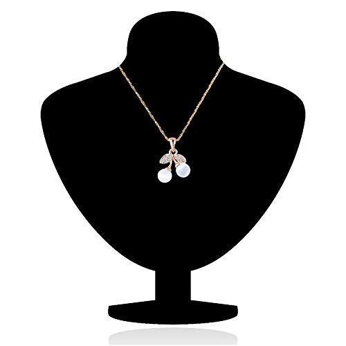 Om Jewells Valentine Gift Crystal Jewellery Rose Gold Plated Dangling Cherry Shape Stylish Pendant Necklace Set With Earrings Studded Artificial Pearls For Girls And Women Ps1000730 : Amazon.in: Jewellery