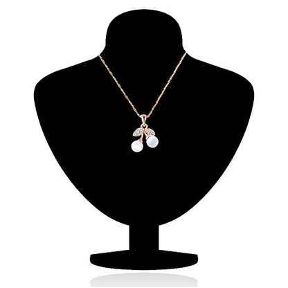 Om Jewells Valentine Gift Crystal Jewellery Rose Gold Plated Dangling Cherry Shape Stylish Pendant Necklace Set With Earrings Studded Artificial Pearls For Girls And Women Ps1000730 : Amazon.in: Jewellery