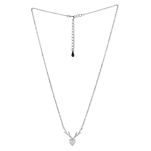 Mahi Deer Heart Shaped Necklace Pendant Chain with Cubic Zirconia Valentine Gift for Women (PS1101845R) : Amazon.in: Jewellery