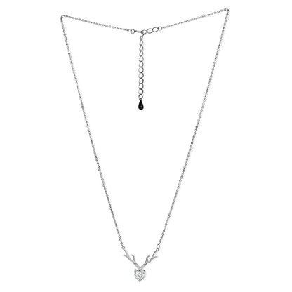 Mahi Deer Heart Shaped Necklace Pendant Chain with Cubic Zirconia Valentine Gift for Women (PS1101845R) : Amazon.in: Jewellery