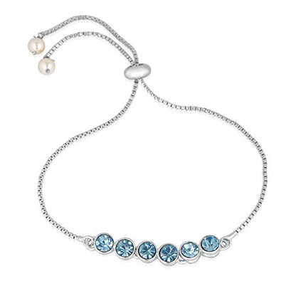 Buy Mahi Rhodium Plated Gleaming Blue Solitaire Crystal Adjustable Bracelet for Women BR1100386RBlu at Amazon.in
