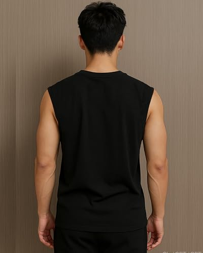 JUGULAR Tank Tops Sleeveless T-Shirt for Men Gym Wear Vest Solid Stylish Round Neck Running for Sports Workout Fitness & Casual or Beach Wear (in, Alpha, M, Black) : Amazon.in: Clothing & Accessories