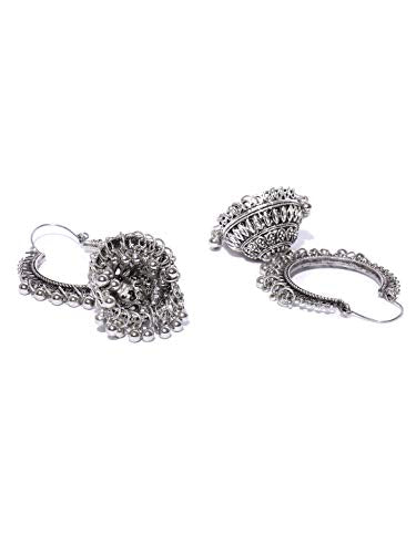 YouBella Afghani Oxidised Silver Jhumka Earrings