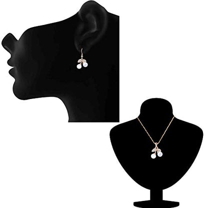 Om Jewells Valentine Gift Crystal Jewellery Rose Gold Plated Dangling Cherry Shape Stylish Pendant Necklace Set With Earrings Studded Artificial Pearls For Girls And Women Ps1000730 : Amazon.in: Jewellery
