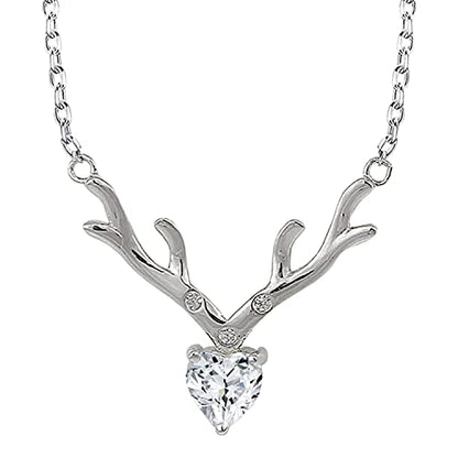 Mahi Deer Heart Shaped Necklace Pendant Chain with Cubic Zirconia Valentine Gift for Women (PS1101845R) : Amazon.in: Jewellery
