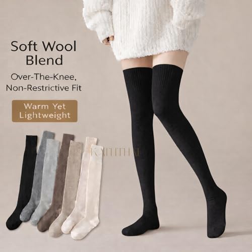 Buy Kaththai Wool Warm Thigh High Socks for Women | Soft & Breathable Knit Thermal Leg Warmers | Versatile Multi-Way Wear, Knee-Length Winter Socks | Winter & Fall Essential (IN, Alpha, Free Size, Black) at Amazon.in