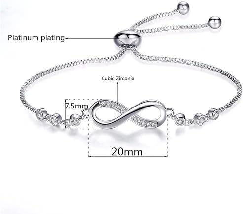 Buy Nilu's Collection Infinity Shape Cubic Zirconia Diamond Bracelet for Women, Jewelry for Gift, Adjustable Charm Bracelet (Silver) at Amazon.in