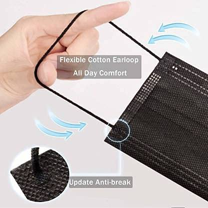 Indiana as offered by nature Non-Woven Fabric 3 Ply Mask With Nose Pin Black, Ultrasonic Soft Loops Pack of 100), Unisex : Amazon.in: Health & Personal Care