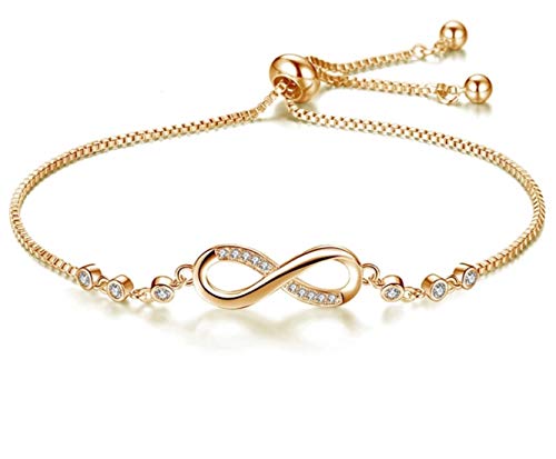 Buy Nilu's Collection Infinity Shape Cubic Zirconia Diamond Bracelet for Women, Jewelry for Gift, Adjustable Charm Bracelet (Silver) at Amazon.in