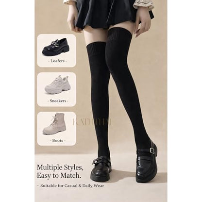Buy Kaththai Wool Warm Thigh High Socks for Women | Soft & Breathable Knit Thermal Leg Warmers | Versatile Multi-Way Wear, Knee-Length Winter Socks | Winter & Fall Essential (IN, Alpha, Free Size, Black) at Amazon.in