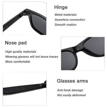 Classic Black Square UV Protected Stylish Unisex Sunglasses : Amazon.in: Fashion