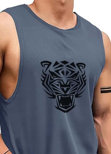 Buy AUSK Men Polyester Regular Fit Vest | Gym T-Shirt For Men | Lion Printed Sleeveless T-Shirt For Mens (Color-Grey) at Amazon.in