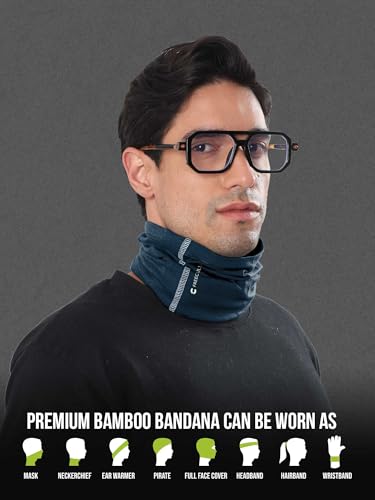 Freecultr Unisex Bamboo Bandana, Anti Microbial Super Soft & Comfort Fit, Breathable Multipurpose Headband, Face Mask for Dust Protection and Sun - Plain Pack of 2-Black,Sapphire Blue : Amazon.in: Clothing & Accessories