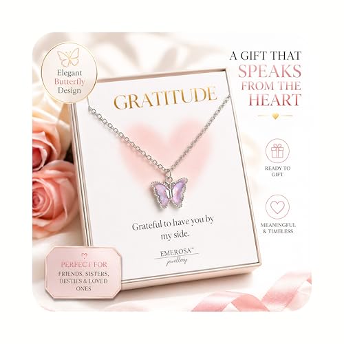 Buy EMEROSA Butterfly Pendant Necklace for Women | Silver Toned Alloy Chain | Purple Crystal Butterfly Locket | Dainty Aesthetic Jewelry | Birthday Valentine Gift for Girlfriend Wife Girls at Amazon.in