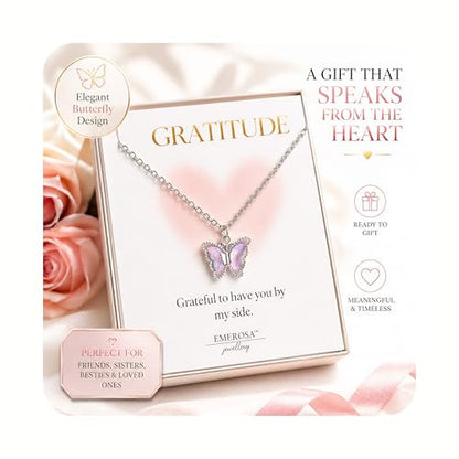 Buy EMEROSA Butterfly Pendant Necklace for Women | Silver Toned Alloy Chain | Purple Crystal Butterfly Locket | Dainty Aesthetic Jewelry | Birthday Valentine Gift for Girlfriend Wife Girls at Amazon.in