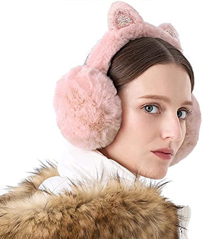 Handcuffs Ear Muff Winter Cute Cat Kitten Ear Warmer Earmuffs Faux Fur Plush Ear Cover For Girls Women : Amazon.in: Fashion