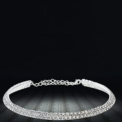 YouBella Fashion Jewellery Silver Crystal Rhinestone Choker Necklace for Women.(Valentine Gift Special). (Two line) : Amazon.in: Fashion