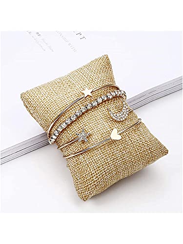 Fashion Frill Bracelet For Women Star Moon Design AD Studded Multi Layered Gold Plated Cuff Bangle Bracelet For Women Girls Stackable Bracelet Womens Jewellery : Amazon.in: Jewellery