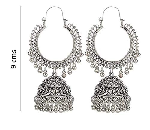 YouBella Afghani Oxidised Silver Jhumka Earrings