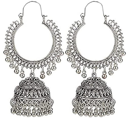 YouBella Afghani Oxidised Silver Jhumka Earrings