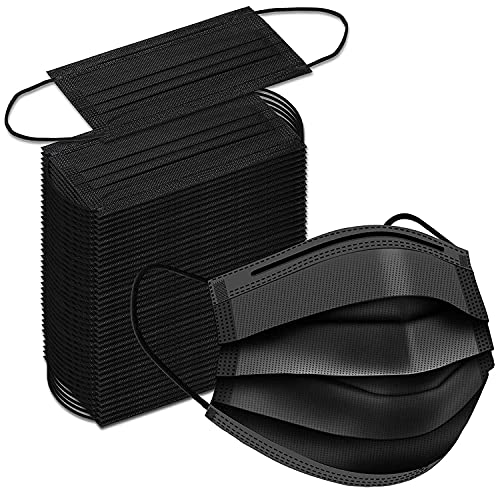 Indiana as offered by nature Non-Woven Fabric 3 Ply Mask With Nose Pin Black, Ultrasonic Soft Loops Pack of 100), Unisex : Amazon.in: Health & Personal Care
