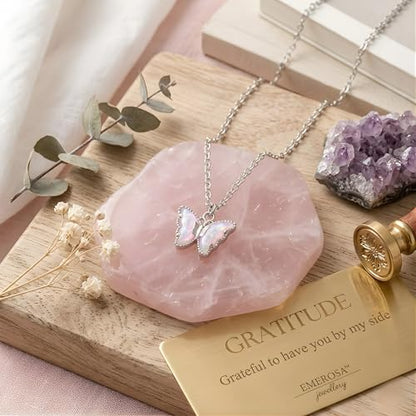 Buy EMEROSA Butterfly Pendant Necklace for Women | Silver Toned Alloy Chain | Purple Crystal Butterfly Locket | Dainty Aesthetic Jewelry | Birthday Valentine Gift for Girlfriend Wife Girls at Amazon.in