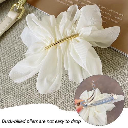 ZIBUYU® 3 PC Chiffon Large Flower Hair Clips for Women, French Barrette Pins for Low Ponytail, Hair Clutcher Accessories for Women Stylish in White, Beige, Black for Daily, Parties, and Girls Gifts : Amazon.in: Jewellery