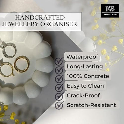 THE GREY BLEND® Trinket Tray for Jewellery - Handmade Concrete Jewelry Dish Organizer for Rings, Earrings & Makeup | Aesthetic Vanity Tray for Dresser, Bathroom & Home Decor : Amazon.in: Jewellery