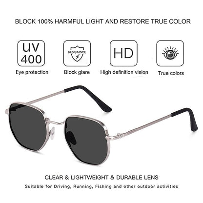Buy SUNFRIZ Small Octagonal Polarized Sunglasses for Women Men, Classic Retro Metal Frame, UV400 Protection, Black Lens, Gold-Black at Amazon.in