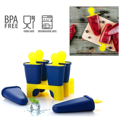 6-Piece Kulfi & Popsicle Mould Set – Reusable Ice Cream Maker Molds for Homemade Kulfi, Ice Pops & Candy(Random Color)