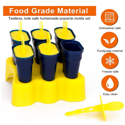 6-Piece Kulfi & Popsicle Mould Set – Reusable Ice Cream Maker Molds for Homemade Kulfi, Ice Pops & Candy(Random Color)