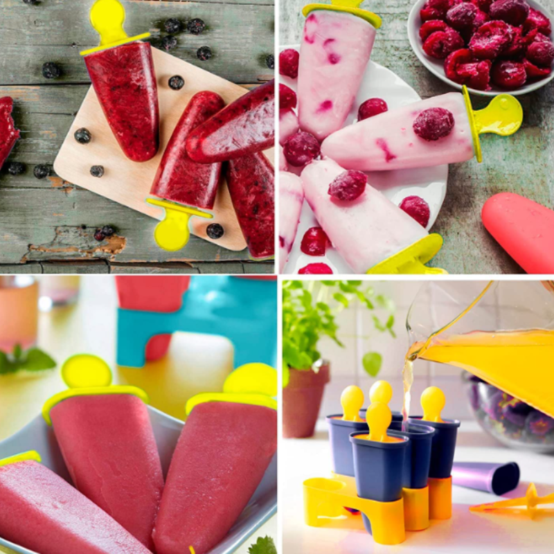 6-Piece Kulfi & Popsicle Mould Set – Reusable Ice Cream Maker Molds for Homemade Kulfi, Ice Pops & Candy(Random Color)