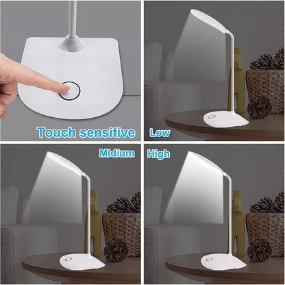 Touch LED Table Lamp With USB Cable – Adjustable Height Bedside Night Light with Polished Finish for Bedroom (Random color)