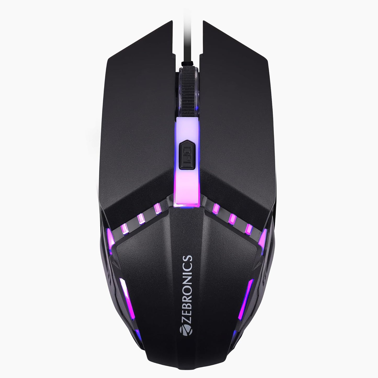 ZEBRONICS PHERO Wired Gaming Mouse with up to 2400 DPI, Rainbow LED Lights, DPI Switch, High Precision, Plug & Play, 4 Buttons