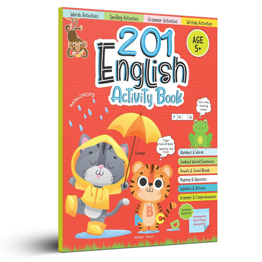 201 English Activity Book: Fun Activities and Grammar Exercises | Alphabet & Words, Rhyming & Opposites | Ages 5–9 | 4+ Hours of Interactive Learning