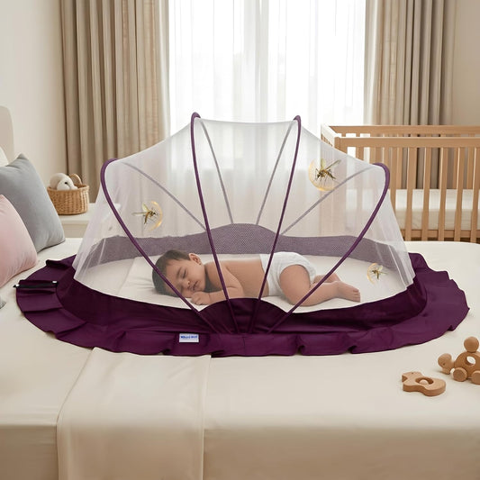 Weird Wolf Foldable Baby Mosquito Net, Bottomless Net for Infants, for Safe & Easy Use | 107 x 74 x 55 cms Mosquito Net for Baby, Toddlers & Infant (0-36 Months), 6 Months Warranty, Purple