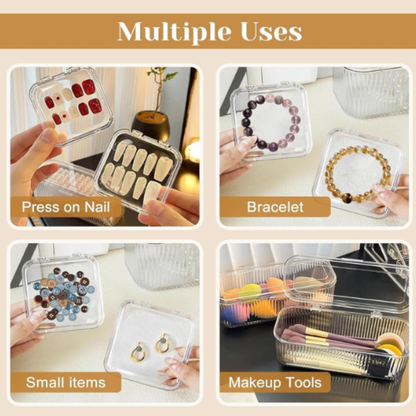 Acrylic Jewelry Organizer Box | Transparent 10-Compartment Storage Case for Earrings, Rings, Necklaces & Nails