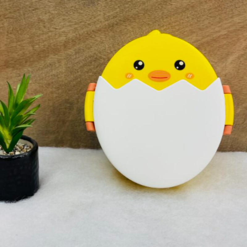 Baby Chick Bento Lunch Box with 3 Compartments – Cute Kids Plastic Tiffin Box with Spoon & Fork | School & Travel Lunch Box