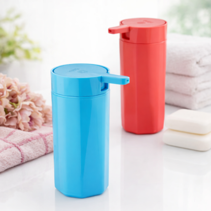 Crystal Push Soap Dispenser Bottle | Refillable Plastic Hand Wash Dispenser with Flip Top Cap (Random Color-Pack of 1)