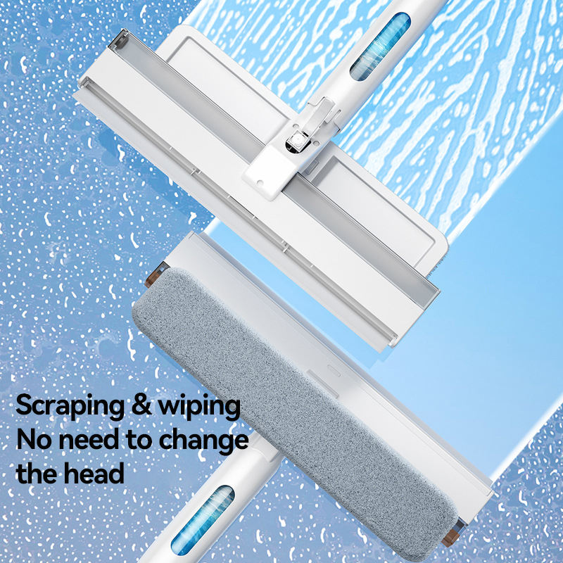 4-in-1 New Double-Sided Household Glass Wiper Squeegee with Water Collector and Retractable Spray Window Cleaner