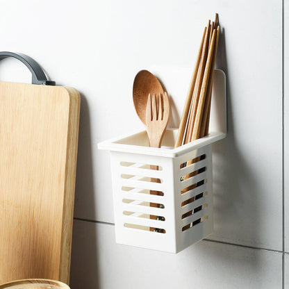 Home Simple Wall-Mounted Single Kitchen Chopstick Holder No-Drill Hollow Design Multi-Functional Chopstick Rack