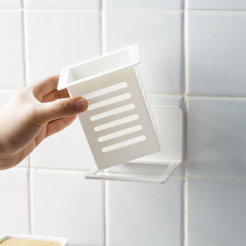 Home Simple Wall-Mounted Single Kitchen Chopstick Holder No-Drill Hollow Design Multi-Functional Chopstick Rack