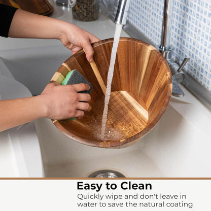 FLYWOD Trending Product 2026 Natural Wooden Salad Bowl Set Large Acacia Wood Bowl Salad Mixing Wooden Bowl