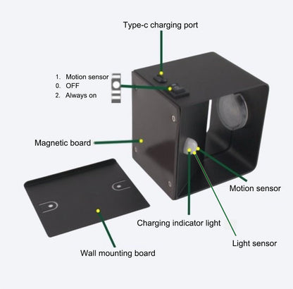 Hagood Hot Sale 4400Mah Magnetic USB Rechargeable Led Charging Wall Lamp with Motion Sensor Wireless Led Light Indoor Wall Light